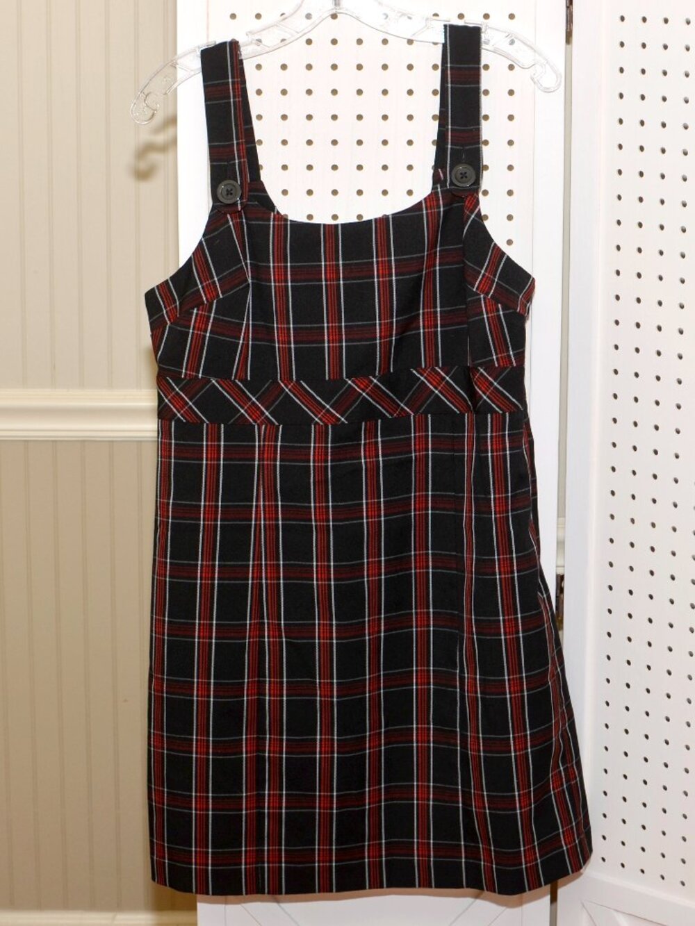 No Boundaries Plaid Overall Pinafore Jumper Dress - Juniors Size 11